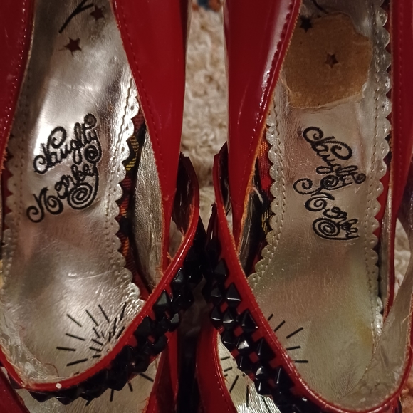 Naughty Monkey Red Plaid 5" Heels • 8.5 • Pinup Style - Picture 8 of 12